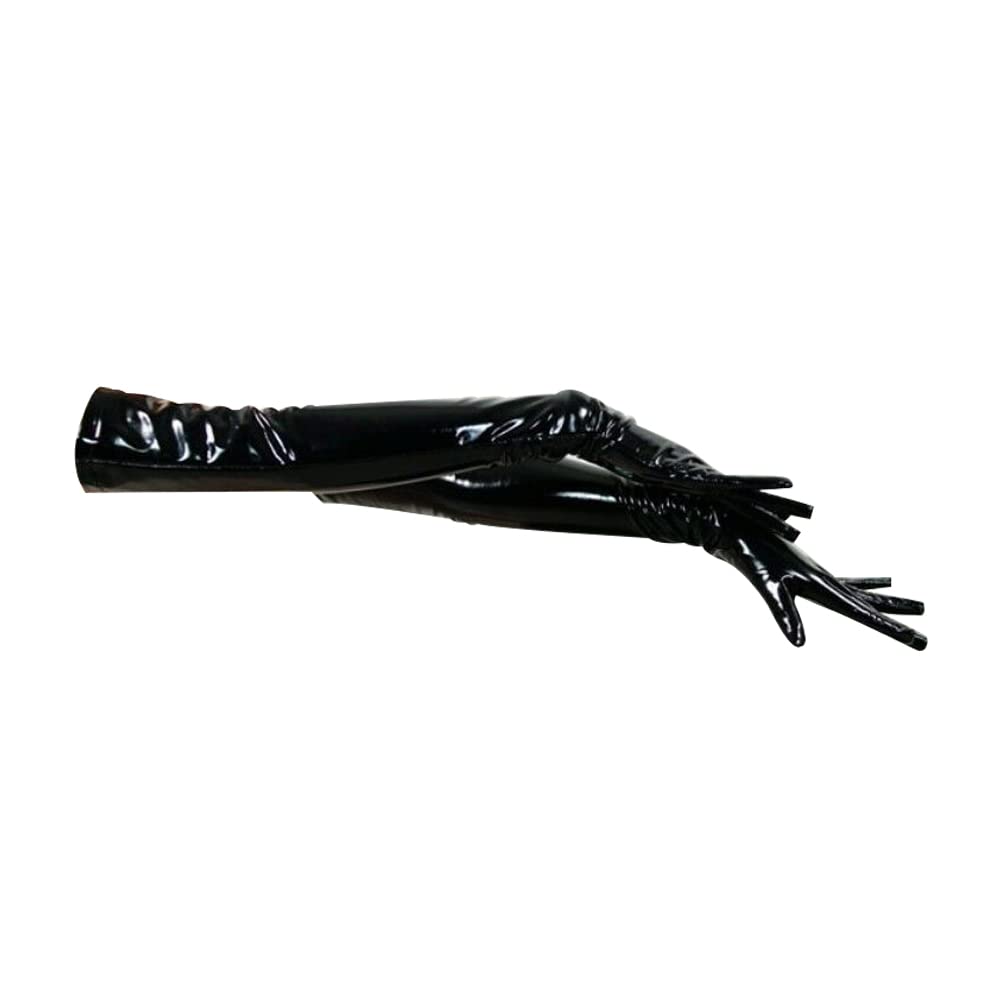 Gants longs en similicuir extensible pour femme pour costume d'opéra, soirée, coude froncé, cosplay, mariage