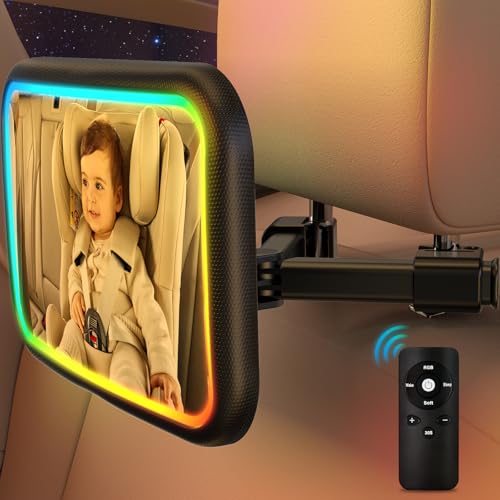 Baby Car Mirror with Light, Black by Fosucwin - Used condition - Image 2