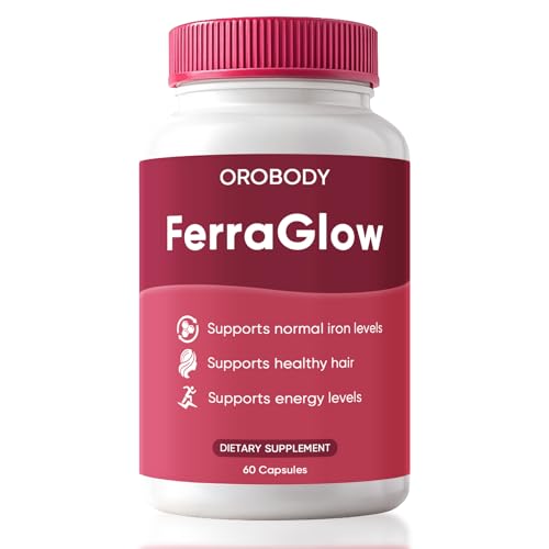 FERRAGLOW Daily Iron Supplement for Women - with Iron Bisglycinate Lactoferrin Vitamin C & B12 Supports Energy Hair & Skin Wellness Gentle Non-Constipating Formula - 60 Capsules (1)
