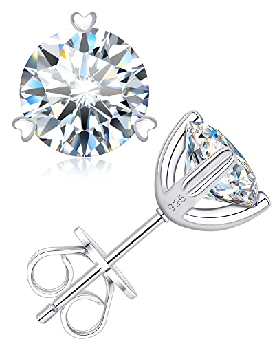 Howoo Pendientes de tuerca de plata de ley pura con moissanita para hombre y mujer, regalos para ella con caja de regalo, Acero inoxidable, Moissanita