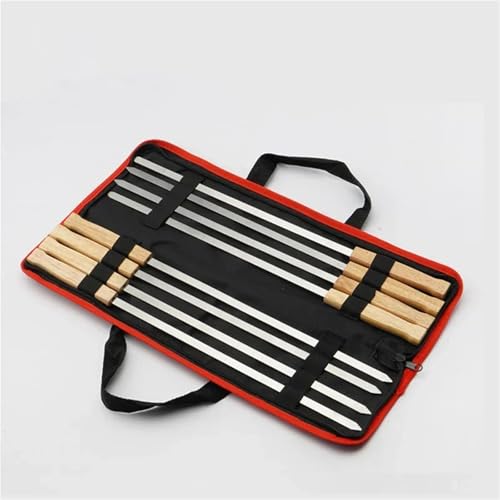 Kabab Koobideh pinchos de acero inoxidable para barbacoa, palos planos reutilizables de 17" 7