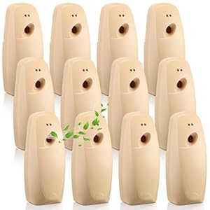 12 Pcs Automatic Air Freshener Spray Dispenser Automatic Spray Dispenser Air Freshener Spray for Bathroom Battery Operated Free Standing or Wall Mounted Restroom Bedroom Sprayer (Light Khaki)