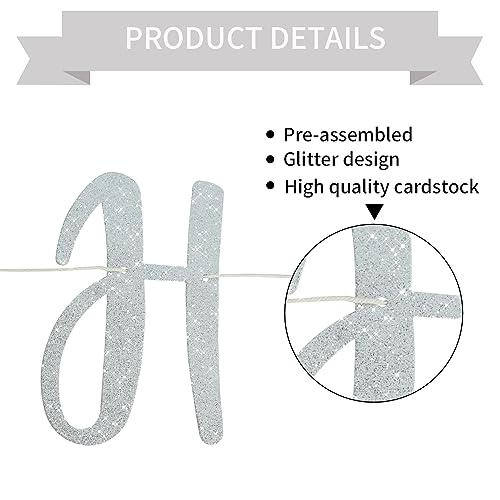 Image of BEISHIDA Pre-Strung Glitter Silver Happy Retirement Banner Party Decoration