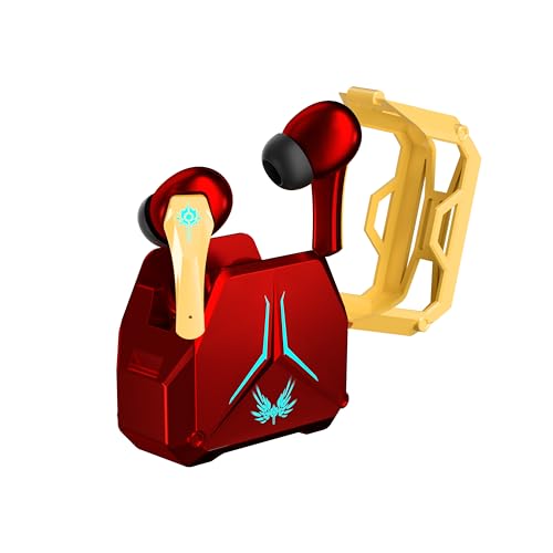 SUNOL Mecha Bluetooth 5.2 TWS Wireless Earbuds in-Ear Headphones with Mic for iPhone Android (Red)