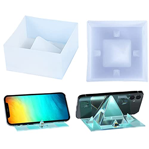 Silikonform mit Halter Epoxidharz, Silikonformen Epoxidharz Untersetzer, Silikonform Unregelmäßig, Epoxidharz Gießform Pyramidenform Silikon, Wird zur Herstellung von Epoxy Telefonhalterung verwendet Cover