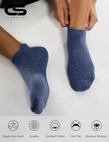 Image of CS CELERSPORT 6 Pairs Ankle Athletic Running Socks Low Cut Sports Tab Socks for Men and Women