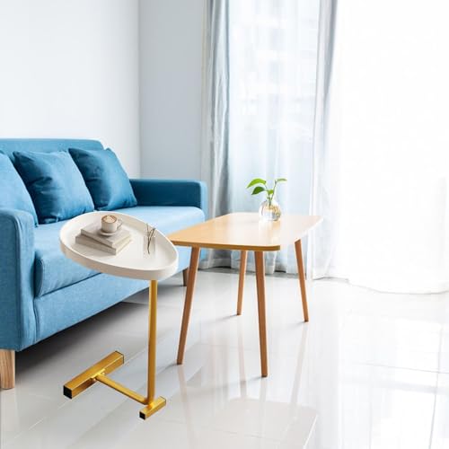Mesa de centro en forma de C dorada de facil montaje para sofas 3