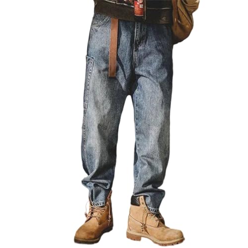 Men's Trousers Cargo with Pockets Cowboy Pants Soft Plus Size Denim Washed Jeans