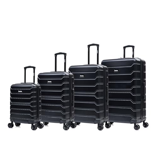 Image of InUSA TREND Luggage with Spinner Wheels | Durable Lightweight Hardside Suitcase, Travel Sets with Handle and Trolley | (20in, 24in, 28in, 32in) 4 Piece Set | Black