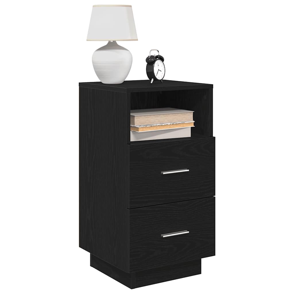 Table de chevet noire de hauteur 68 cm et petit meuble d'appoint de chambre avec tiroirs