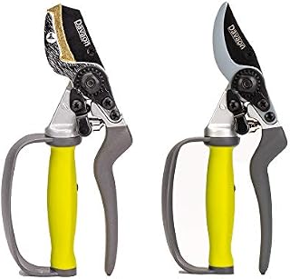 Ergonomic Garden Secateurs (Set of 2) - Anvil & Bypass Secateurs, Ideal Secateurs for Arthritic Hands, Premium Pruning Shears with Auto-Rotating Handle and Finger-Protection, Davaon Pro
