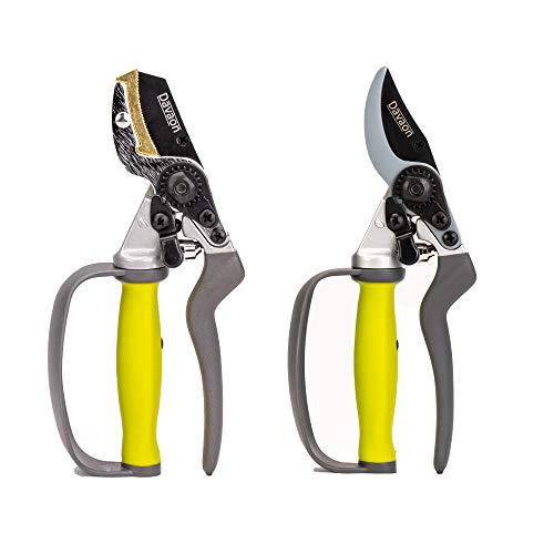 Price comparison product image Ergonomic Garden Secateurs (Set of 2) - Anvil & Bypass Secateurs,  Ideal Secateurs for Arthritic Hands,  Premium Pruning Shears with Auto-Rotating Handle and Finger-Protection