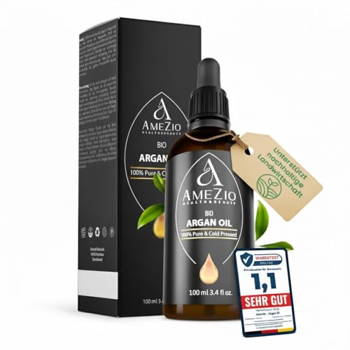 Aceite de argán orgánico prensado en frío I para el cabello, cara, cuerpo, piel, aceite de argán para bebé, 100% puro y sostenible, natural para cosméticos, cuidado de la piel, vegano y sin