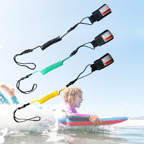 Correa para tabla de remo y surf portátil ajustable de TPU amarillo para muñeca 4