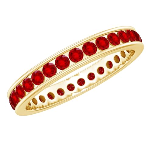 Certified Lab Grown Ruby Full Eternity Ring for Women, AAAA Quality, Ruby Stackable Ring - With Jewelry Box