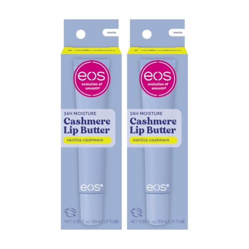 Image of eos Cashmere Lip Butter - Vanilla Cashmere, Plumping Peptides, Smoothing, eos Lip Butter, Shea Butter, Lip Mask & Moisturizer, Soft, 0.35 fl oz (Pack of 2)