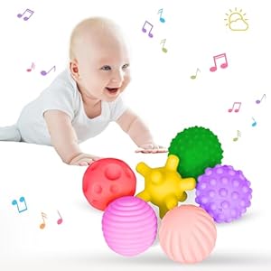 Kidology Montessori Sensory Silicone Ball Set for Toddlers Multicolor & Bright Handing Catching Balls, Toys for Babies 10+ Months, Soft Stress Relief Toys for Boys Girls Set of 6 (Dark)