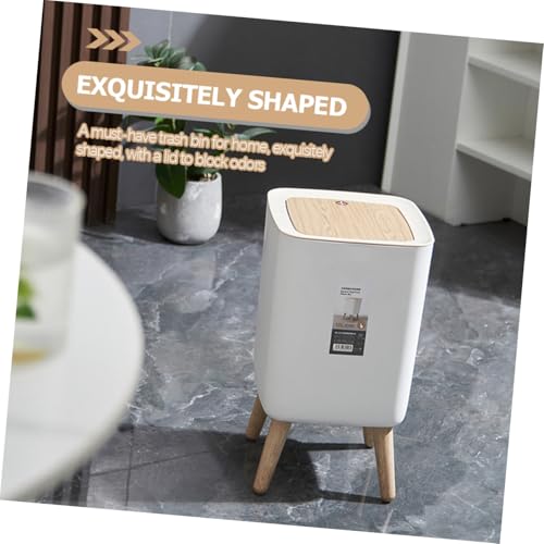 Bote de basura rectangular con tapa press estilo madera, 10L miniatura 5