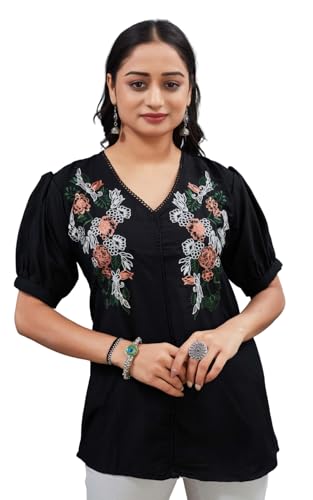 Tunique à col en V broderie florale pour un look bohème chic au quotidien