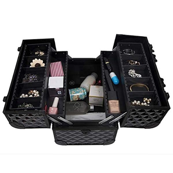 Beauty Case Da Viaggio,custodia Per Trucco Portatile, Vassoio Pieghevole A 2 Strati Con Tracolla Aspetto Impermeabile In PVC Adatto Per Parrucchieri Professionisti 35x23x26cm,silver