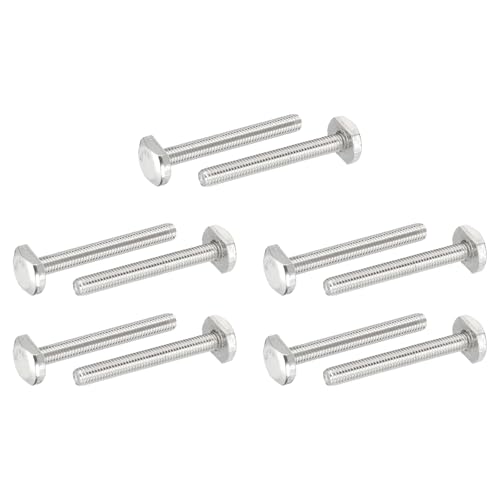 PATIKIL Pernos De Ranura En T M6 X 50 Mm, 10 Pcs Acero Inoxidable 304 Pernos De Inserción En T Tornillos Deslizantes Con Rosca Métrica Cabeza De Martillo Para Pista En T, Plateado