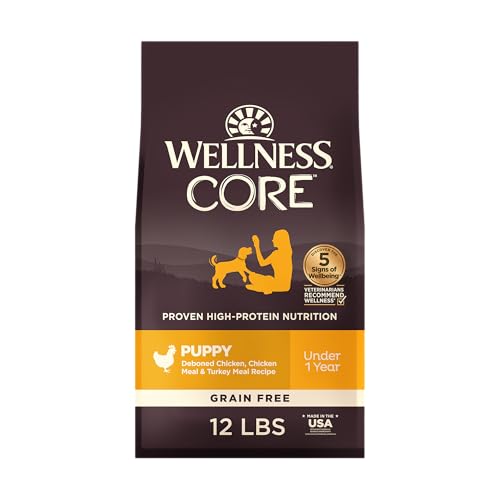 Wellness CORE Puppy Dry Dog Food, Grain-Free, High Protein, Natural, Chicken & Turkey Recipe, (12-Pound Bag)