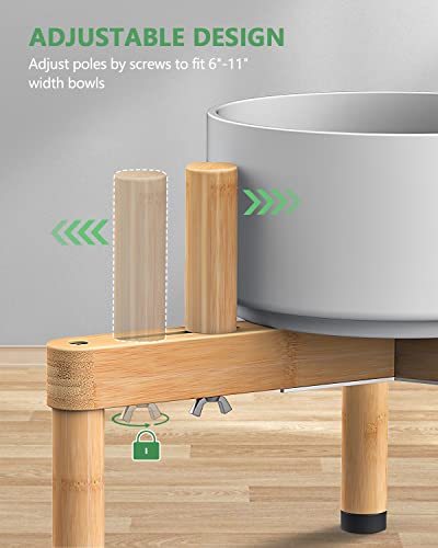 Vantic Dog Bowl Stand, Adjustable Elevated Food Stand for 6.5-11\" Wide Dishes, Sturdy Bamboo Raised Food Holder for Small and Medium Dogs (Bowl Not Included), 16\" L x 16\" W x 9\" H - Thumbnail 2