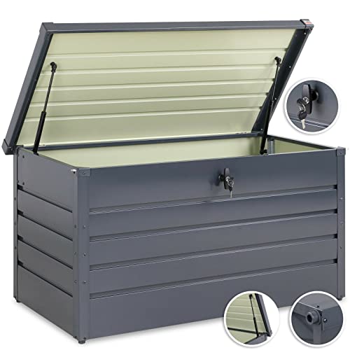 HLJMAQ Metall Gerätebox Auflagenbox Aufbewahrungsbox 2 Gasdruckfedern Kissenbox Garten – Bild 4