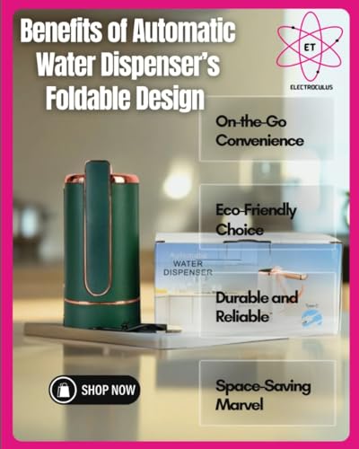 Image of Automatic Foldable Water Dispenser 20 Litre Bottle, Wireless Water Pump with USB Rechargeable Battery, Foldable Water Dispenser for Outdoor,Office & Home (Color- Pacific Green+Golden)