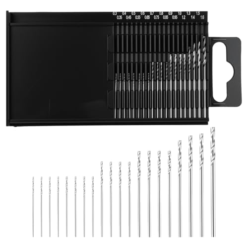20 Stück Spiralbohrer Bits Set 0,3–1,6 mm HSS Mini Handbohrer Spiralbohrer Bits Mikrobohrer für DIY Drilling Model Making Schmuckherstellung Kunststoff Wood