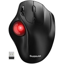 SABLUTE MAM2 Wireless Trackball Mouse, Rechargeable Ergonomic Mouse with Thumb Control for 3 Devices Bluetooth and USB, 5-Level DPI, Silent Click, Compatible PC Laptop Mac iPad, Easy Clean