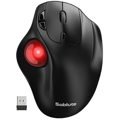 SABLUTE MAM2 Wireless Trackball Mouse, Rechargeable Ergonomic Mouse with Thumb Control for 3 Devices (Bluetooth and USB), 5-Level DPI, Silent Click, Compatible PC Laptop Mac iPad, Easy Clean