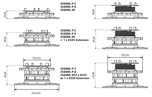 Piédestaux de support de plancher terrasse sur plots plastique surélevé - 4