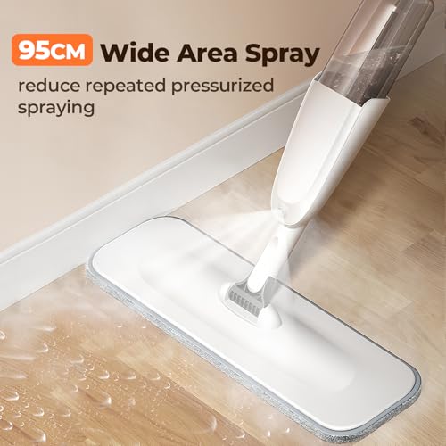 Image of ScrubWiz Spray Mop, Wet Dry Hardwood Floor Cleaning Mop with Washable Reusable Pad, with 500ML Sprayer for Tile, Wood, Laminate, Vinyl & Marble Floor Cleaning, Off-White