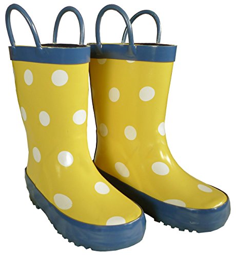 Foxfire for Kids Yellow Rubber boot with White Polka Dots Size 10