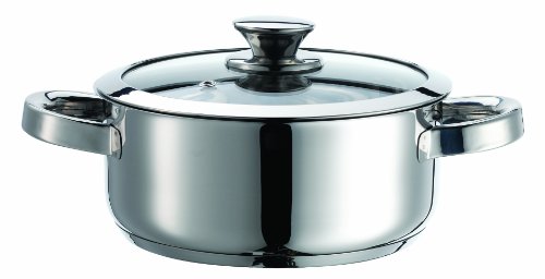 Domestic Josef Mäser GmbH 810011 Top Selection Varuna Faitout en Acier Inoxydable 18/10 pour Plaque à Induction avec Couvercle Épaisseuru00a0: 0,6u00a0mm Diamètreu00a0: 20u00a0cm