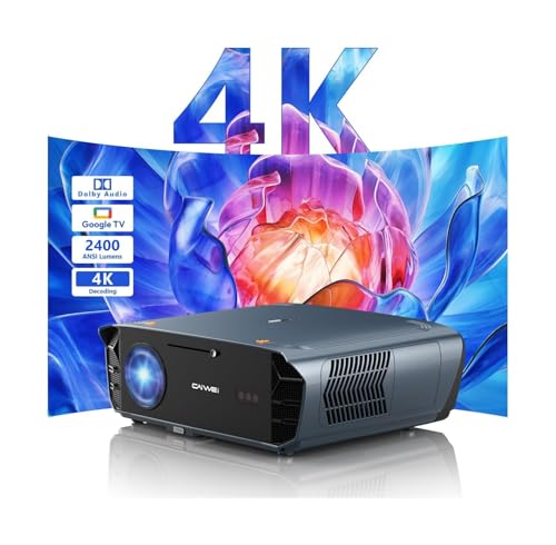 4K Smart Projector Google TV: HDR10+, 2400 ANSI, Ultra Bright Daytime Home Theater Projector with...