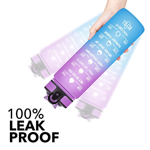 HYETA 32 oz Water Bottles with Times to Drink and Straw, Motivational Water Bottle with Time Marker, Leakproof & BPA Free, Drinking Sports Water Bottle for Fitness, Gym & Outdoor, Confectionery