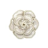 Xioose flower brooch fashion artificial crystal brooch shawl hat clothing brooch party birthday brooch lady girl brooch (Flower white)
