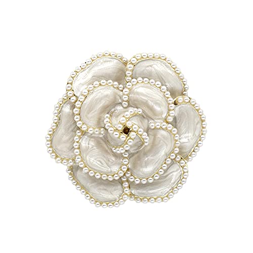 Aslike Flower Brooch White Petal Elegant Exquisite Art Brooch for Women Wedding Banquet Anniversary Brooch