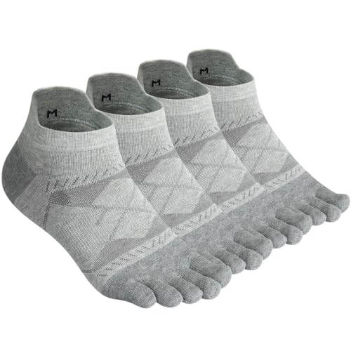 Meaiguo Toe Socks for Men Women-Breathable Low Cut Five Finger Socks For Running with Arch Support 4 Pairs