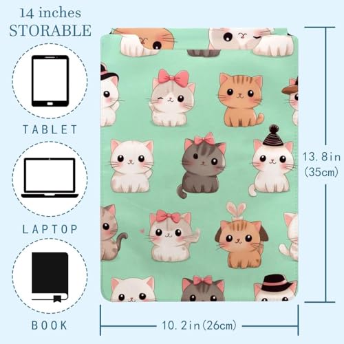 Housse ordinateur velours hollandais Kawaii Kitty vert chic - 4