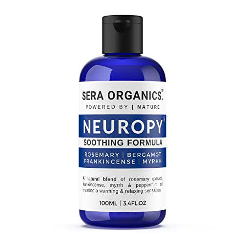 Neuropathy Nerve Relief Oil for Feet, Hands, and Legs – Soothing Blend with Frankincense, Myrrh, Peppermint, and Rosemary Essential Oils (100ml) – All-Natural, Made in the UK | Sera Organics