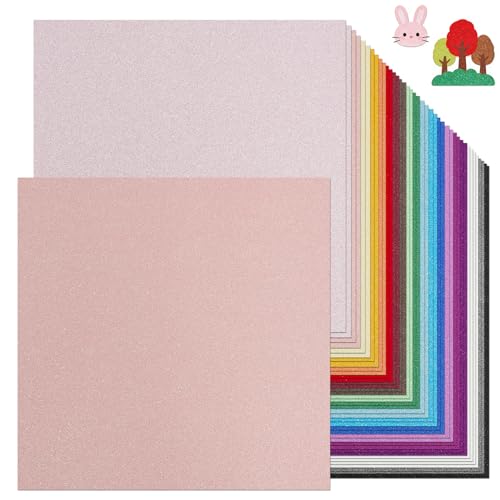 Image of 12 x 12 Inch Glitter Cardstock Paper, 40 Sheets 20 Colors, Premium Glitter Cardstock for Cricut, Sparkly Cardstock Paper for Scrapbooking, Card Making & DIY Crafts 250 GSM