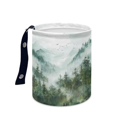 Image of Cute Car Trash Bin Mountian Car Trash Can Bags Collapsible Accessories Trash Can of Cars, Family Gatherings, Camping Garbage Bin Decoration Portable Car Rubbish Bin