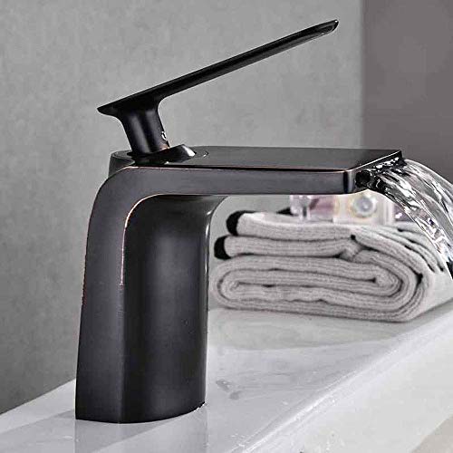 Robinets de salle de bains rétro cascade noire avec mitigeur de lavabo
