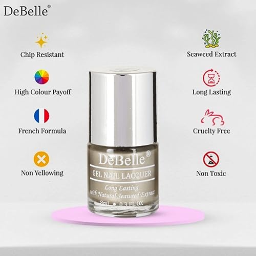 Image of DeBelle Gel Nail Polish Rustique Gold (Metallic Rust Gold Nail Paint)|Non UV - Gel Finish |Chip Resistant | Seaweed Enriched Formula| Long Lasting|Cruelty and Toxic Free| 8ml