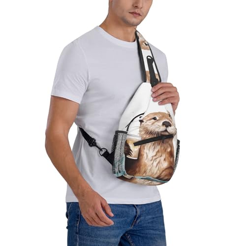 Mochila tipo sling negra para senderismo y uso diario miniatura 7