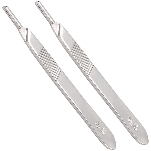 AHHKZT 2 Pcs Scalpel Handle #3 Rust Proof Stainless Steel Surgical Scalpel Knife Handle - Premium Quality Lightweight & Durable Fits Blades No.10 11 12 13 14 15 Surgical Instrument