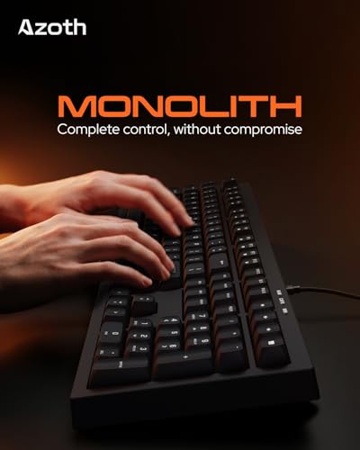 Image of AZOTH Monolith Black 108 Keys Gaming Membrane Keyboard, RGB Backlit with 15 Modes, Type C Wired, Double Injection Keycaps, Full Size Layout, 26-Key Anti-Ghosting, Braided USB Cable for PC Laptop